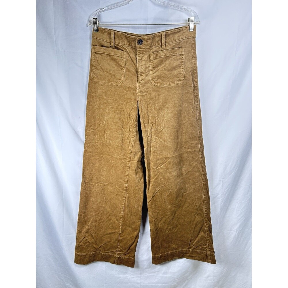 LOFT Palmer Wide Leg Pants in Brushed Corduroy Size 8 Dark Dune Camel High Rise